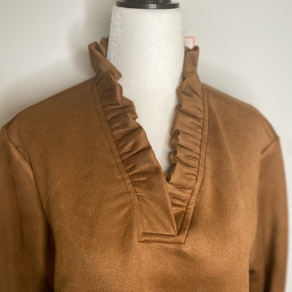 NWT Jude Connally Faux Suede Cora Top/tunic Brown - Picture 4 of 9